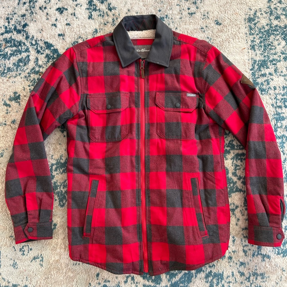 Eddie Bauer Flannel Sherpa Lined Jacket Size S Great Condition!